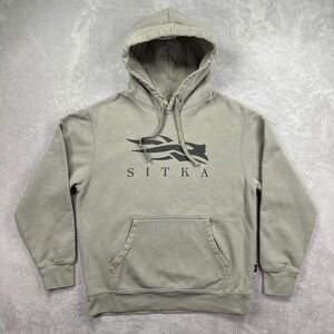 Sitka Hoodie Mens Medium Sage Green Logo Pullover Fleece Graphic Outdoor Gear